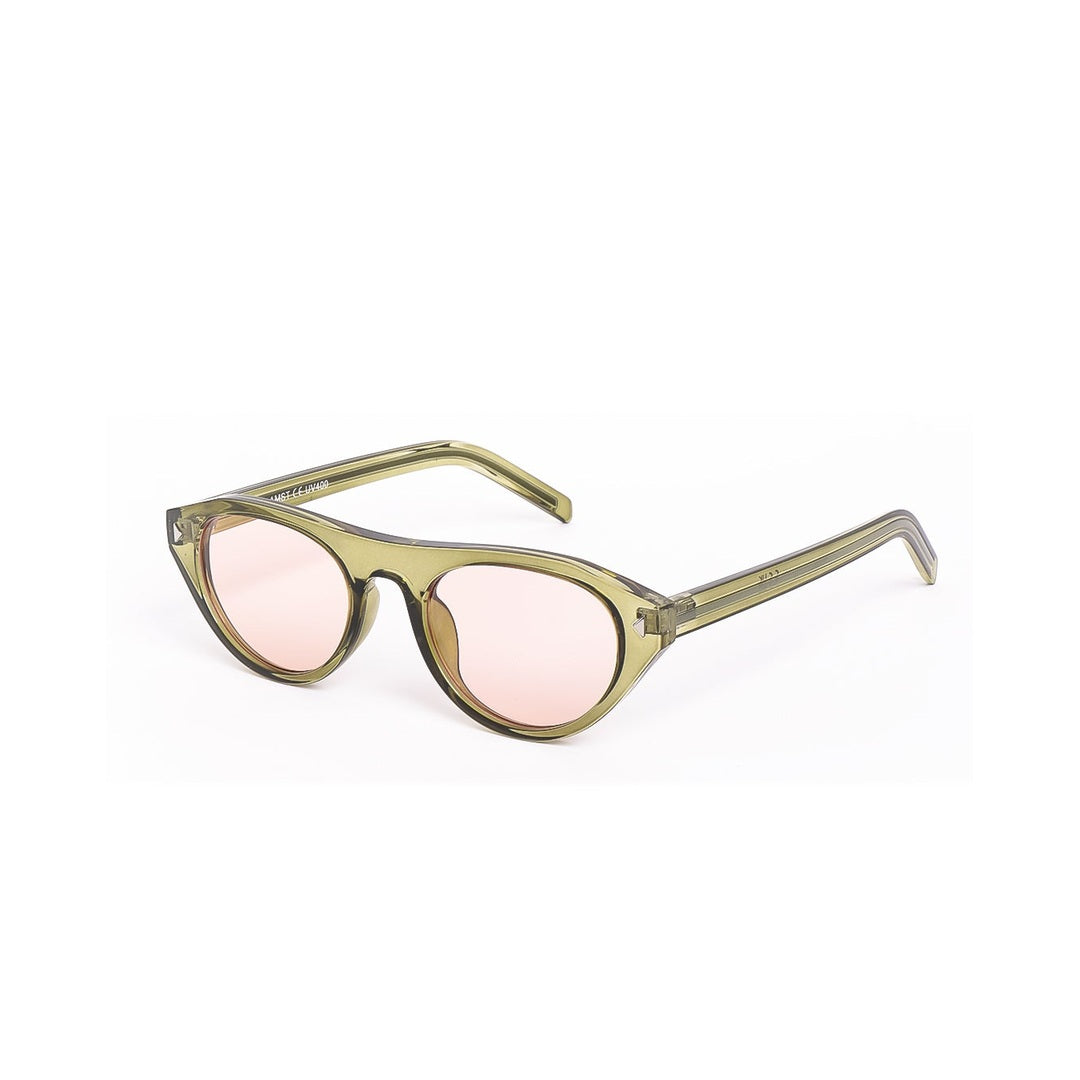 Vista lateral de los lentes de sol AMST - Oliva Pink de Solivo, con estructura ligera y cómoda, perfectos para cualquier aventura bajo el sol.