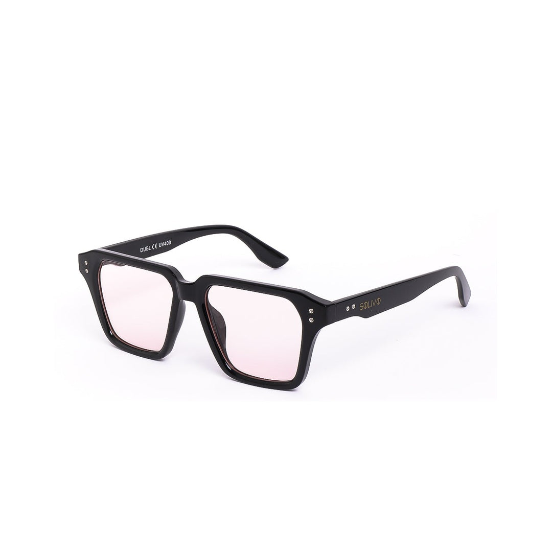 Lentes DUBL de Solivo, estilo moderno en color negro, vista lateral mostrando el acabado premium y detalles de diseño.