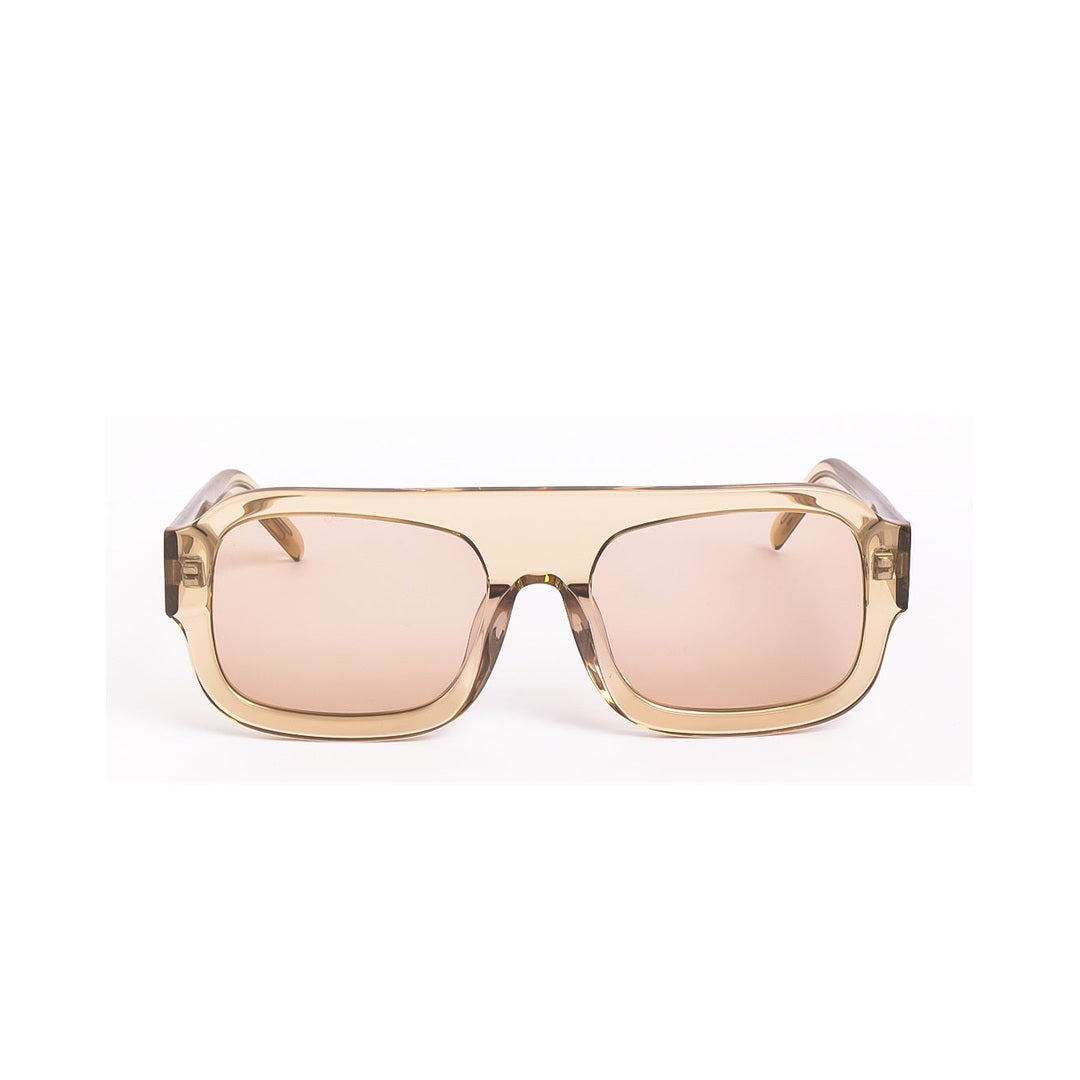 Gafas de sol Élan - Beige de Solivo, estilo moderno y elegante, vista frontal con lentes de tono marrón claro.