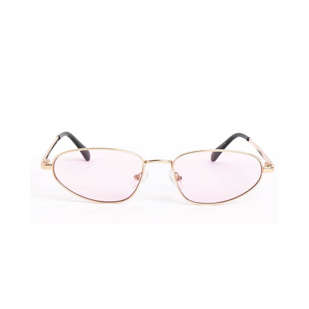 Lentes de sol LIMA en color rosa de Solivo, diseño moderno y elegante con marcos dorados, ideales para proteger tus ojos mientras mantienes un estilo contemporáneo.