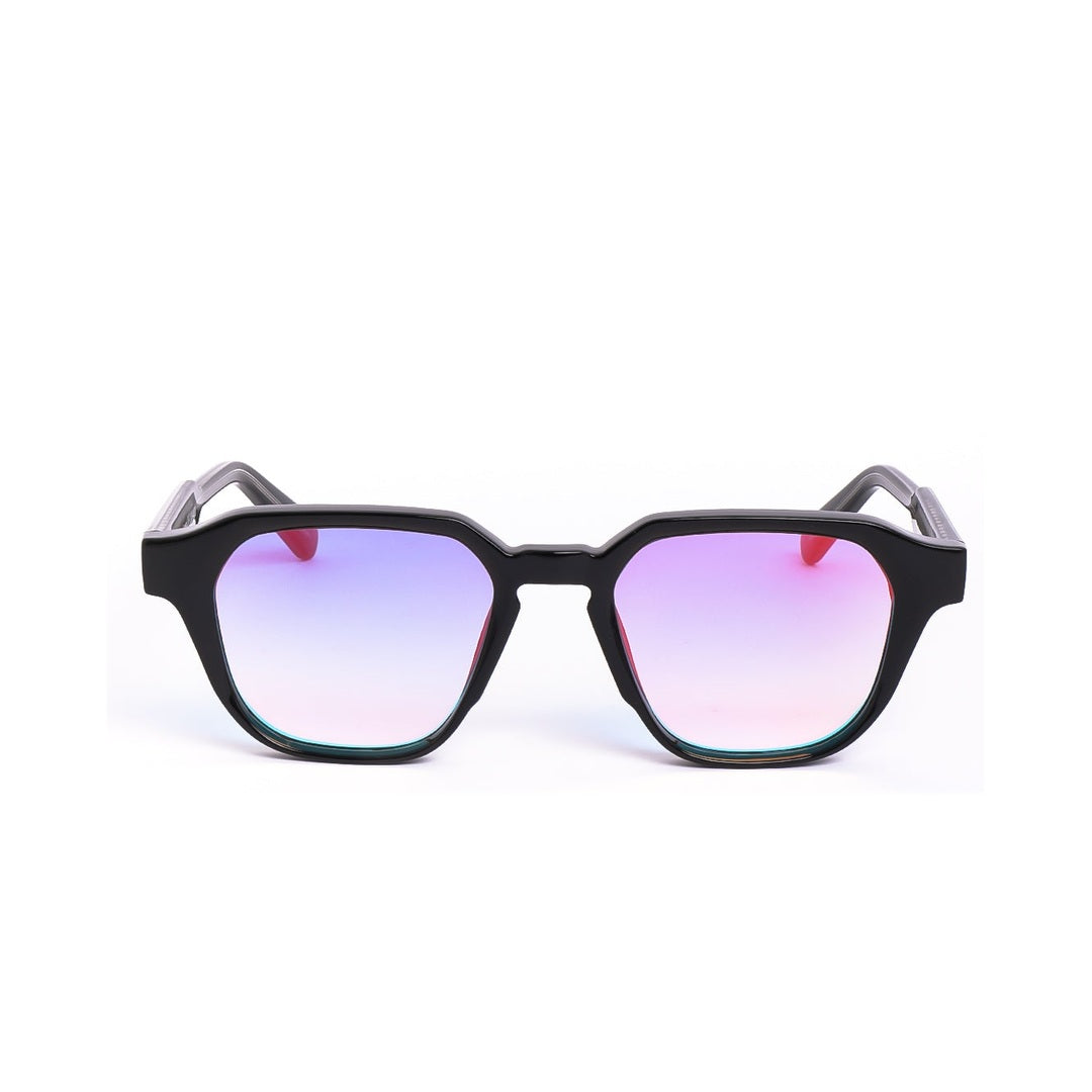 Lentes de sol LUXA - Negro Lila de Solivo, diseño moderno y elegante, vista frontal con lentes polarizados en tonos degradados.