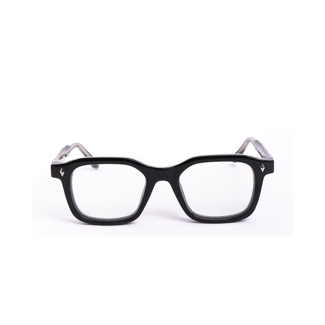 Lentes de sol Noir de Solivo, diseño elegante y moderno, vista frontal con marco negro.