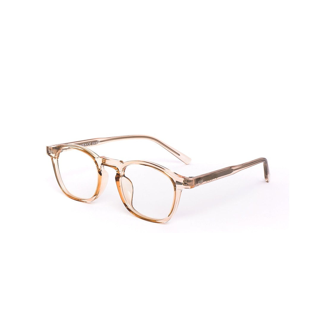 Lentes de sol VIEN de Solivo en color beige, mostrando el diseño de perfil con detalles estilizados.