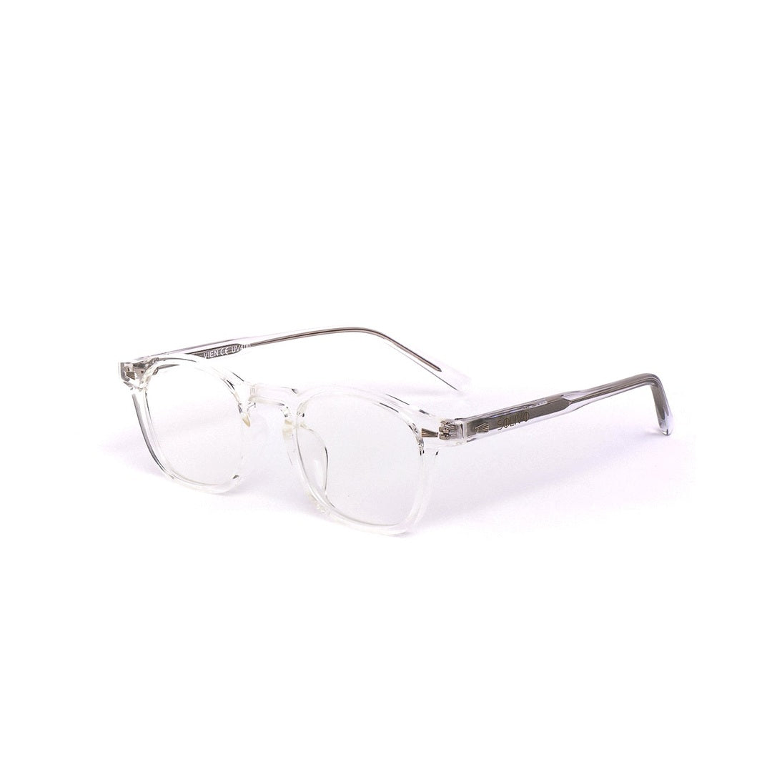 Gafas de sol VIEN de Solivo, modelo cristal, con diseño ligero y elegante, vistas desde un ángulo lateral, perfectas para cualquier outfit.