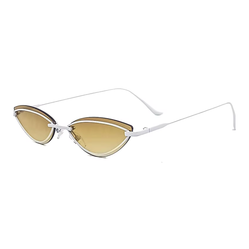 Vista lateral de los lentes de sol MICHI Blanco Café de Solivo Eyewear — protección UV400
