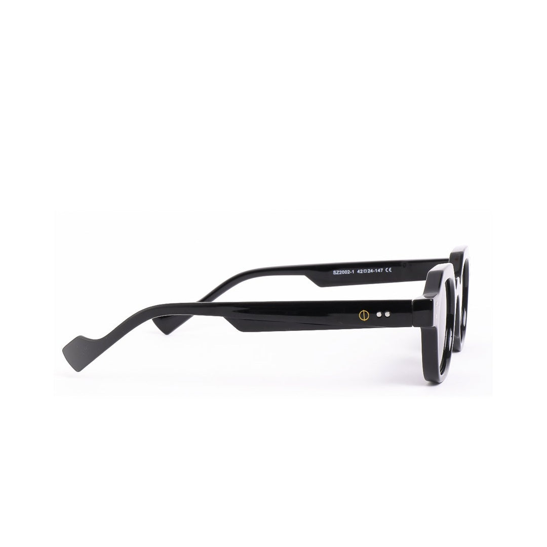 Lentes de sol ARI de Solivo desde atrás, destacando su forma única y la marca en el brazo, ideales para la protección UV y estilo.