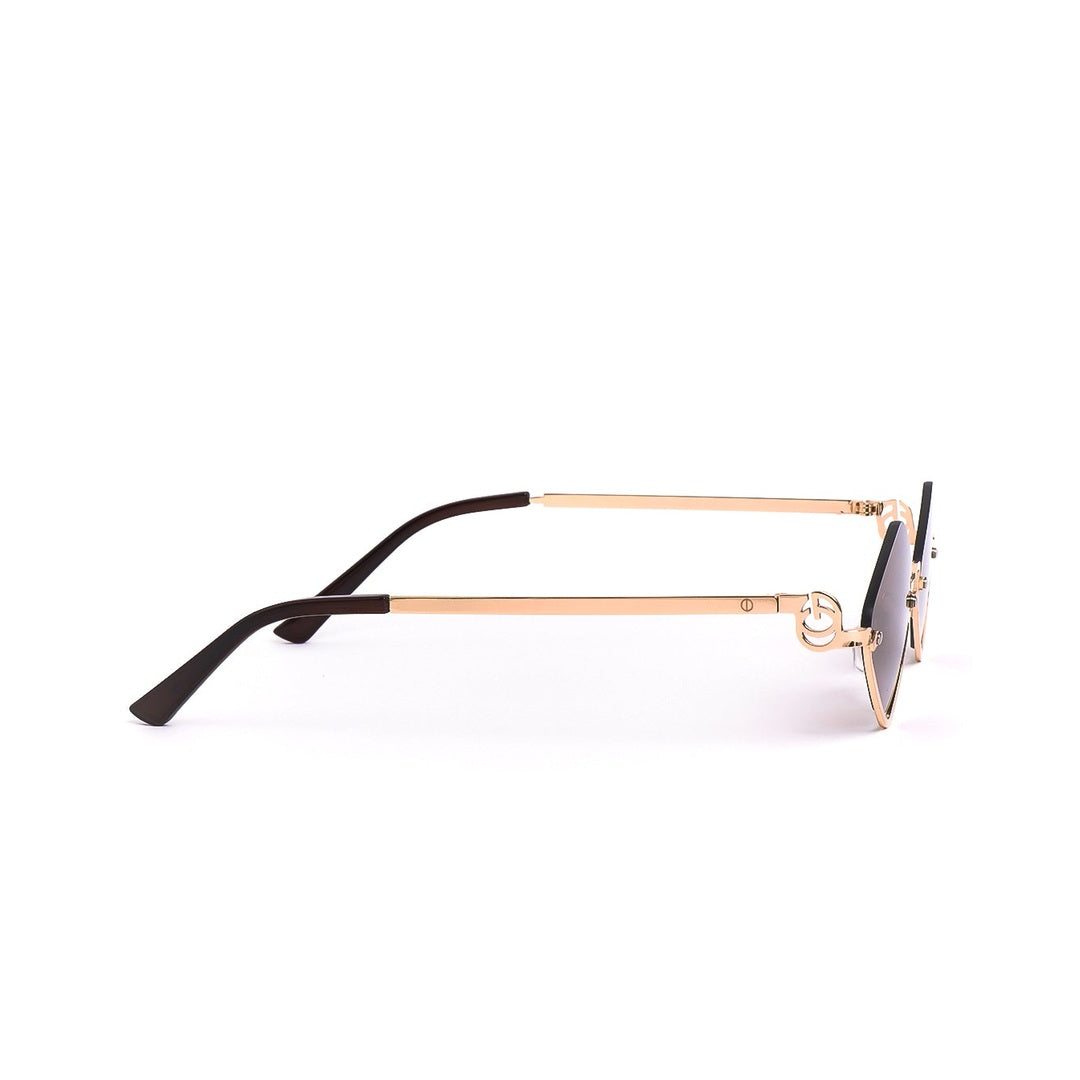 Lentes de sol BERL de Solivo, mostrando un elegante diseño de perfil con montura dorada y varillas negras, ideales para una protección UV400 y estilo sofisticado.