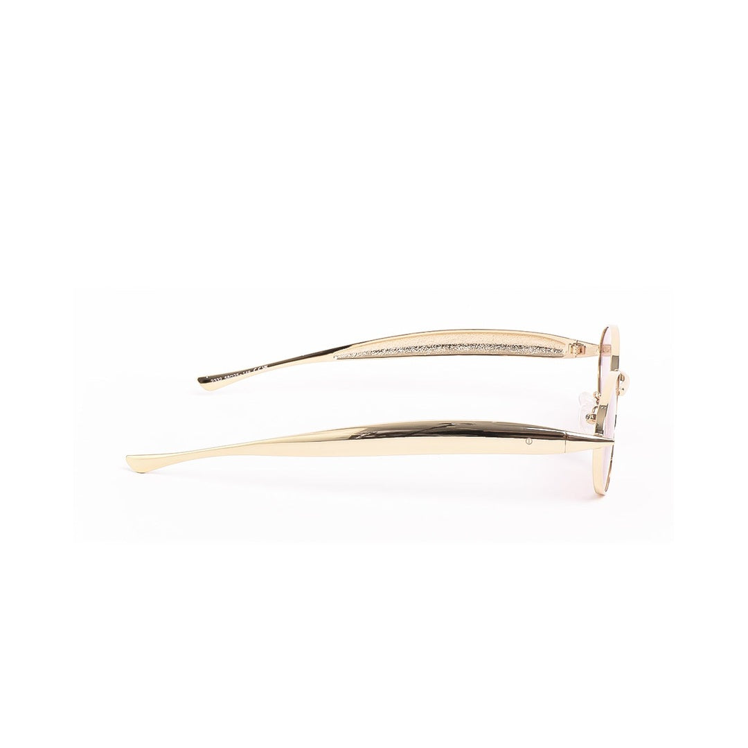 Parte trasera de los lentes de sol BARC de Solivo, destacando la elegante forma de las patillas doradas, un accesorio imprescindible.