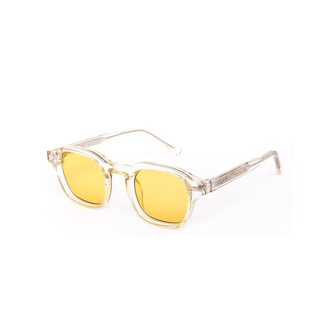 Vista lateral de los lentes de sol BLU Amarillo de Solivo — diseño moderno con filtro UV400