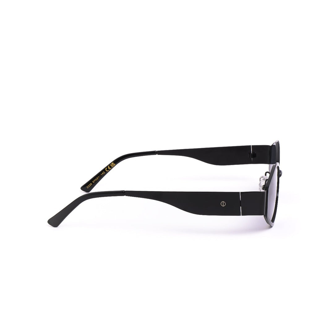 Lentes de sol CAPE de Solivo en color negro, mostrando elegante diseño moderno y detalles de alta calidad desde un ángulo lateral.