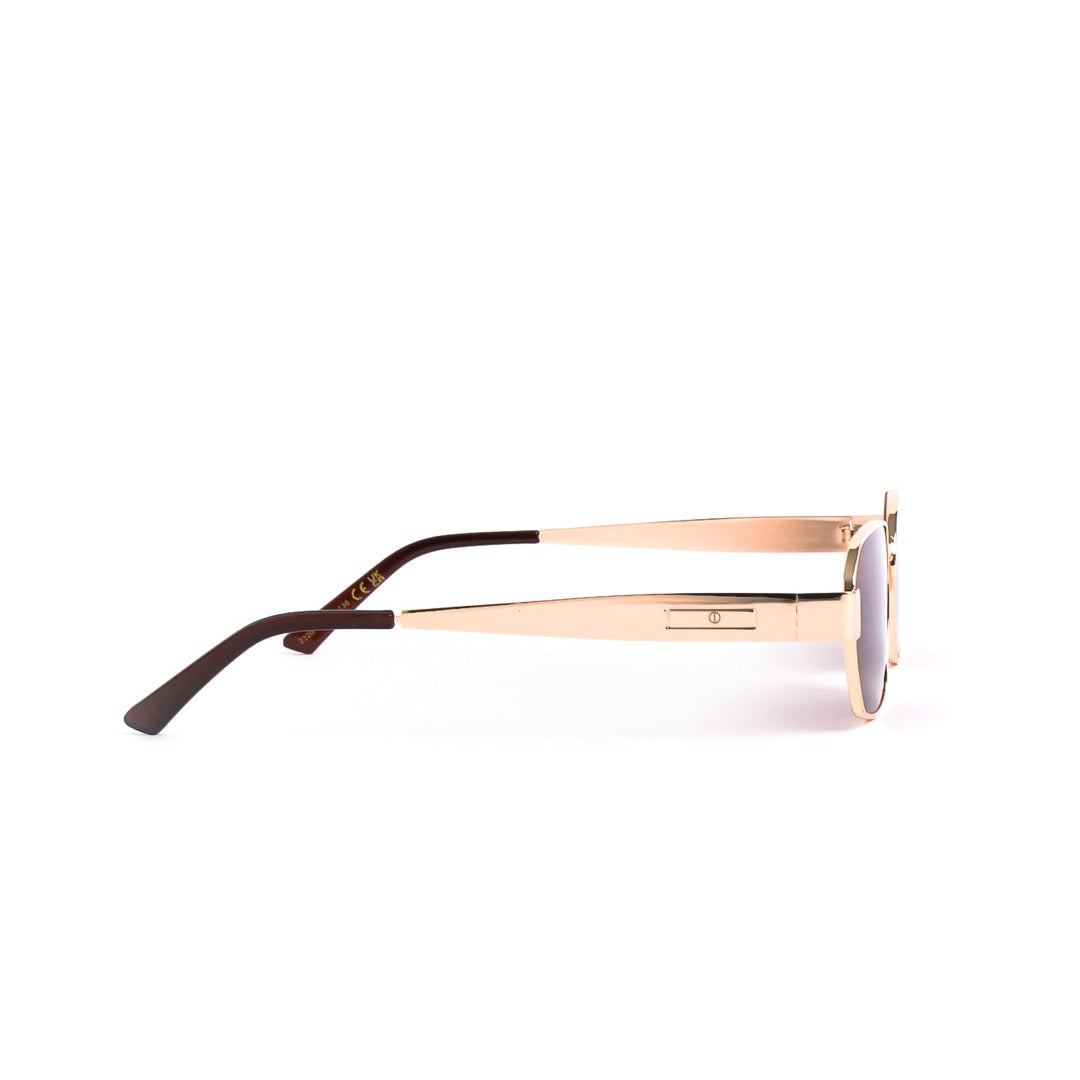 Gafas de sol CHIC de Solivo, perfil del lado demostrando sus lentes marrones y elegantes detalles en el marco, combinación perfecta de moda y funcionalidad.
