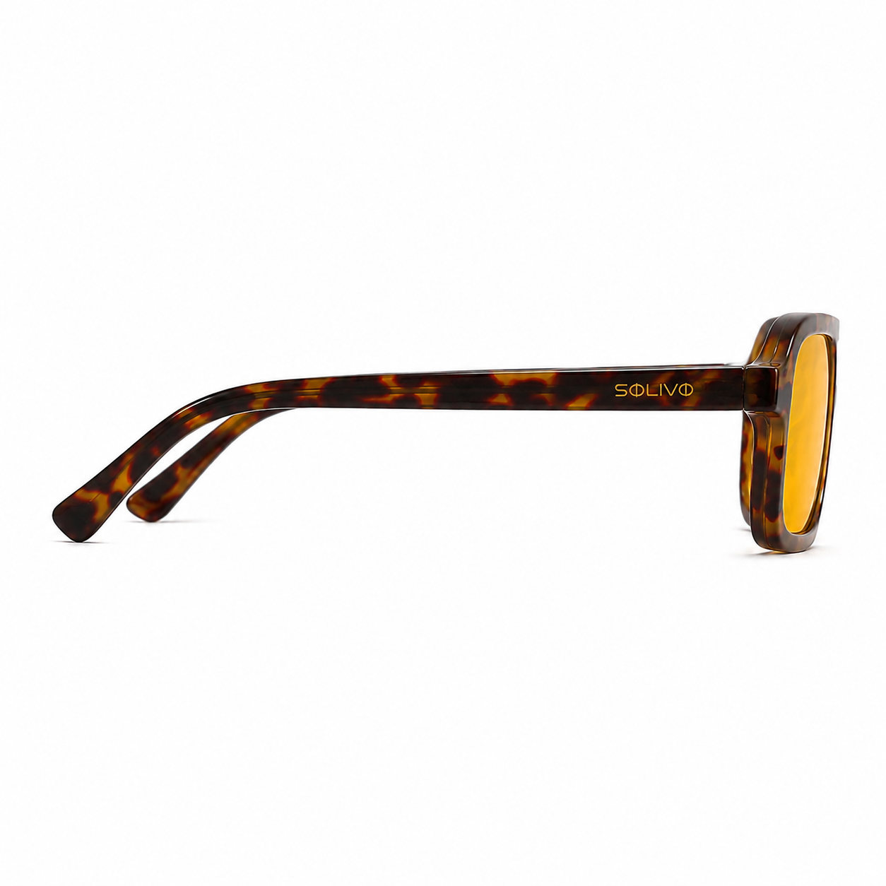 Vista lateral de los lentes de sol CY Carey Amarillo de Solivo — varillas con protección UV400
