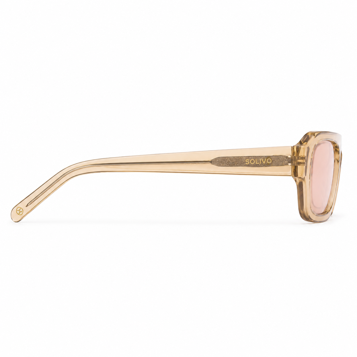 Vista lateral de los lentes de sol Élan Beige de Solivo — varillas estilizadas con protección UV400