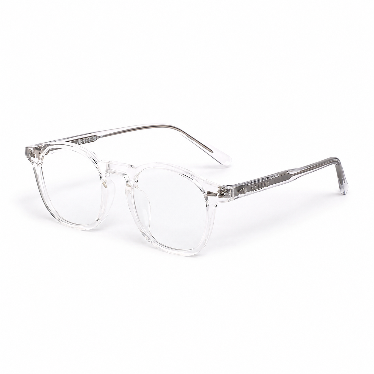 Vista frontal de los lentes VIEN Cristal con filtro de luz azul de Solivo — para pantallas y uso diario