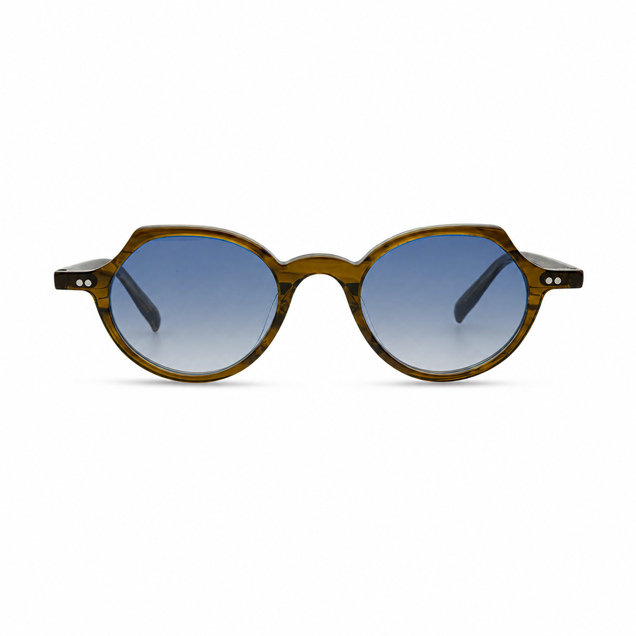 Lentes de sol YUNA de Solivo Eyewear — montura nogal con lente azul, protección UV400, Costa Rica