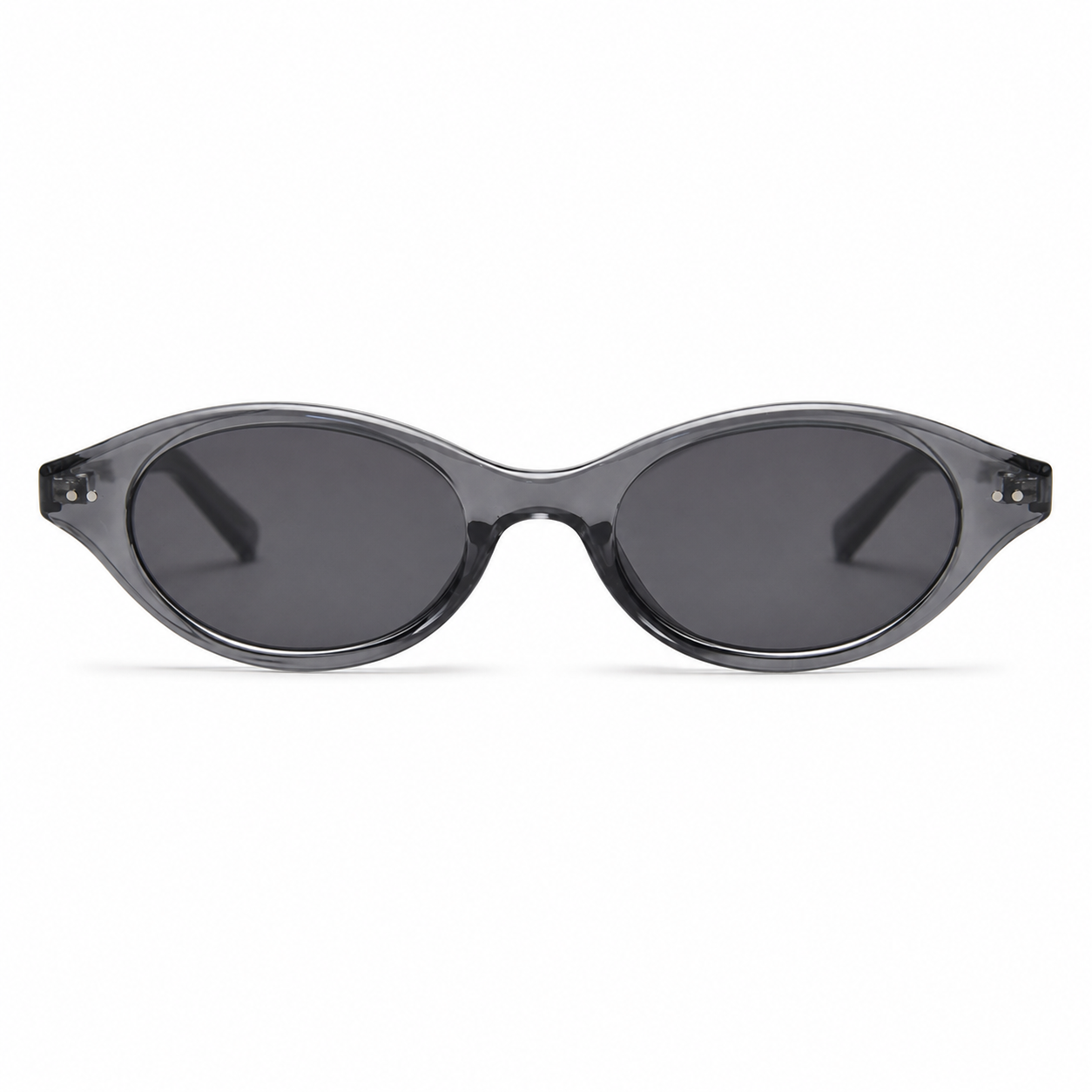 Lentes de sol SEOU de Solivo Eyewear — montura ovalada gris con lente gris ahumado, protección UV400, Costa Rica