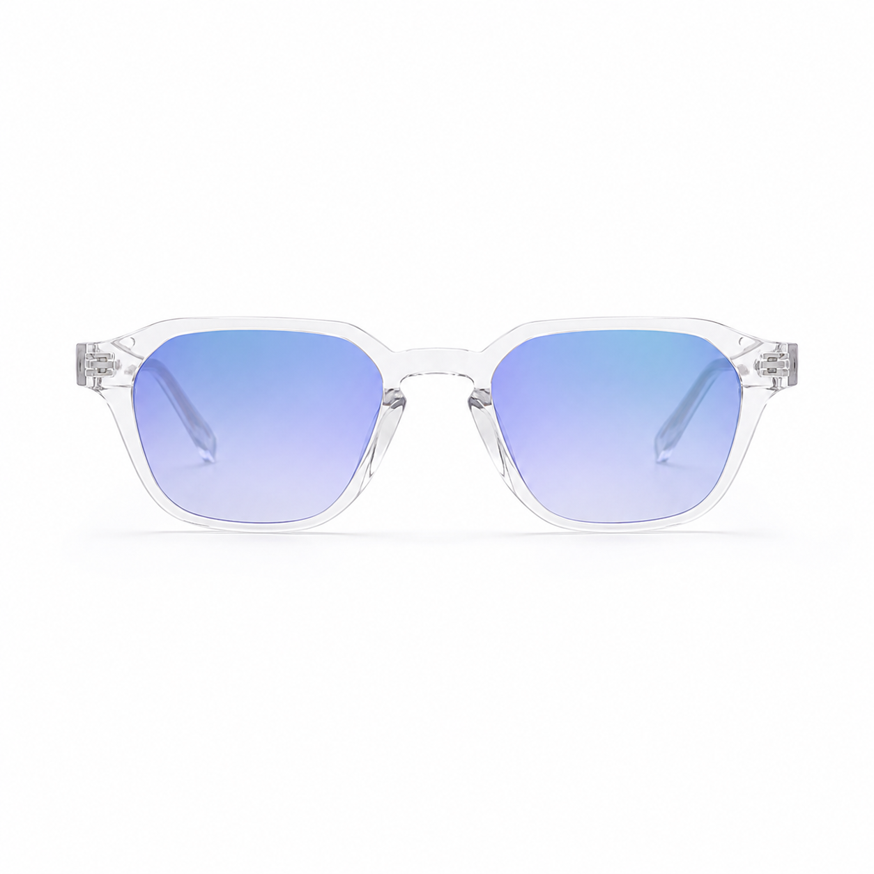 Lentes de sol LUXA de Solivo Eyewear — montura cristal transparente con lente azul degradado, protección UV400, Costa Rica