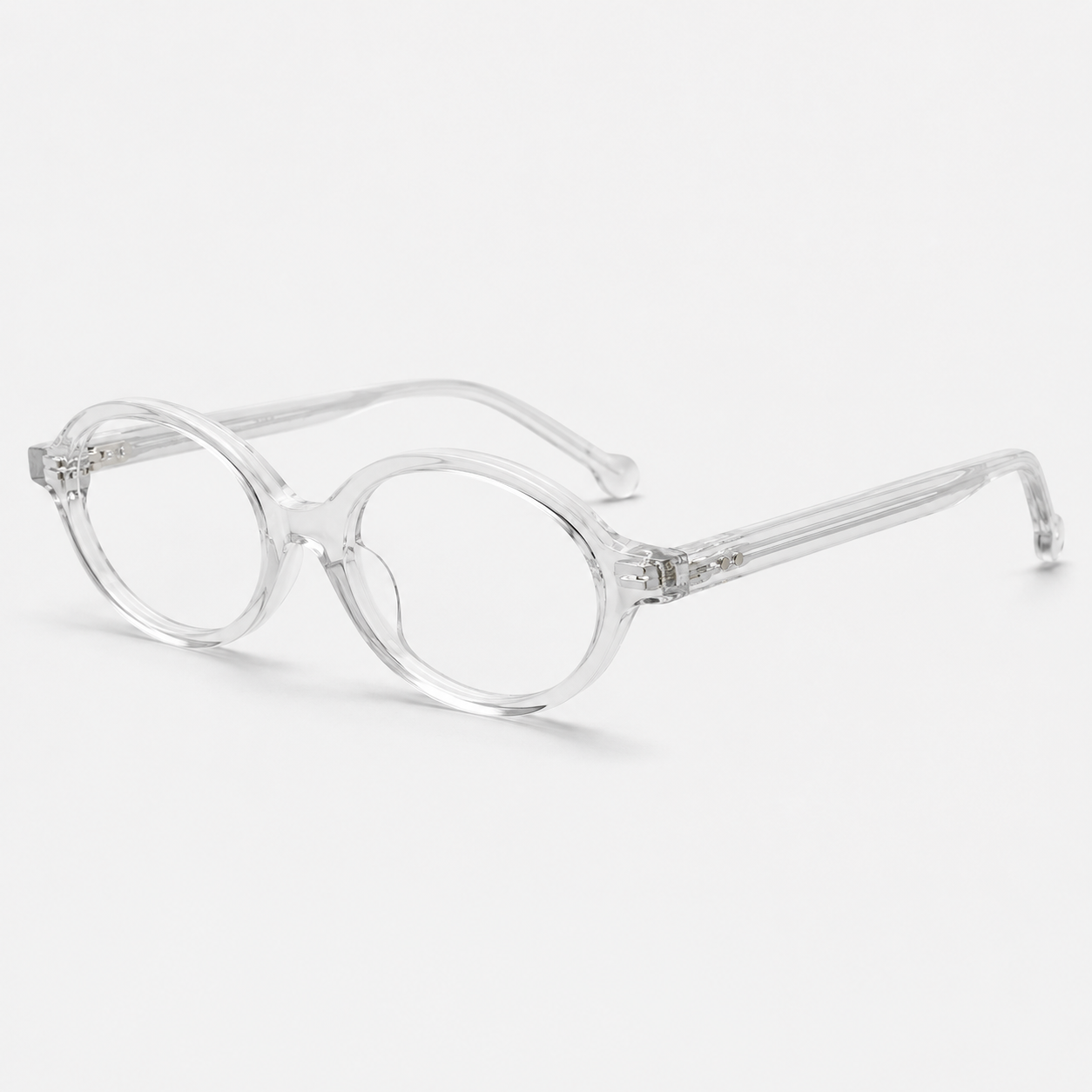 Vista frontal de los lentes Hiko Cristal con filtro de luz azul de Solivo — acetato para pantallas y uso diario