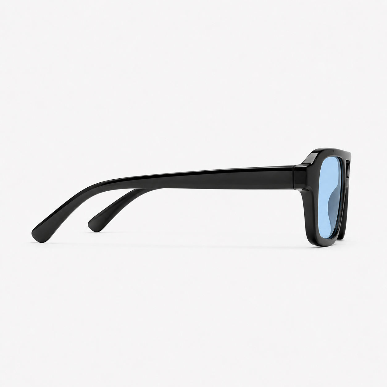Vista lateral de los lentes de sol CY Negro Azul de Solivo — varillas con protección UV400