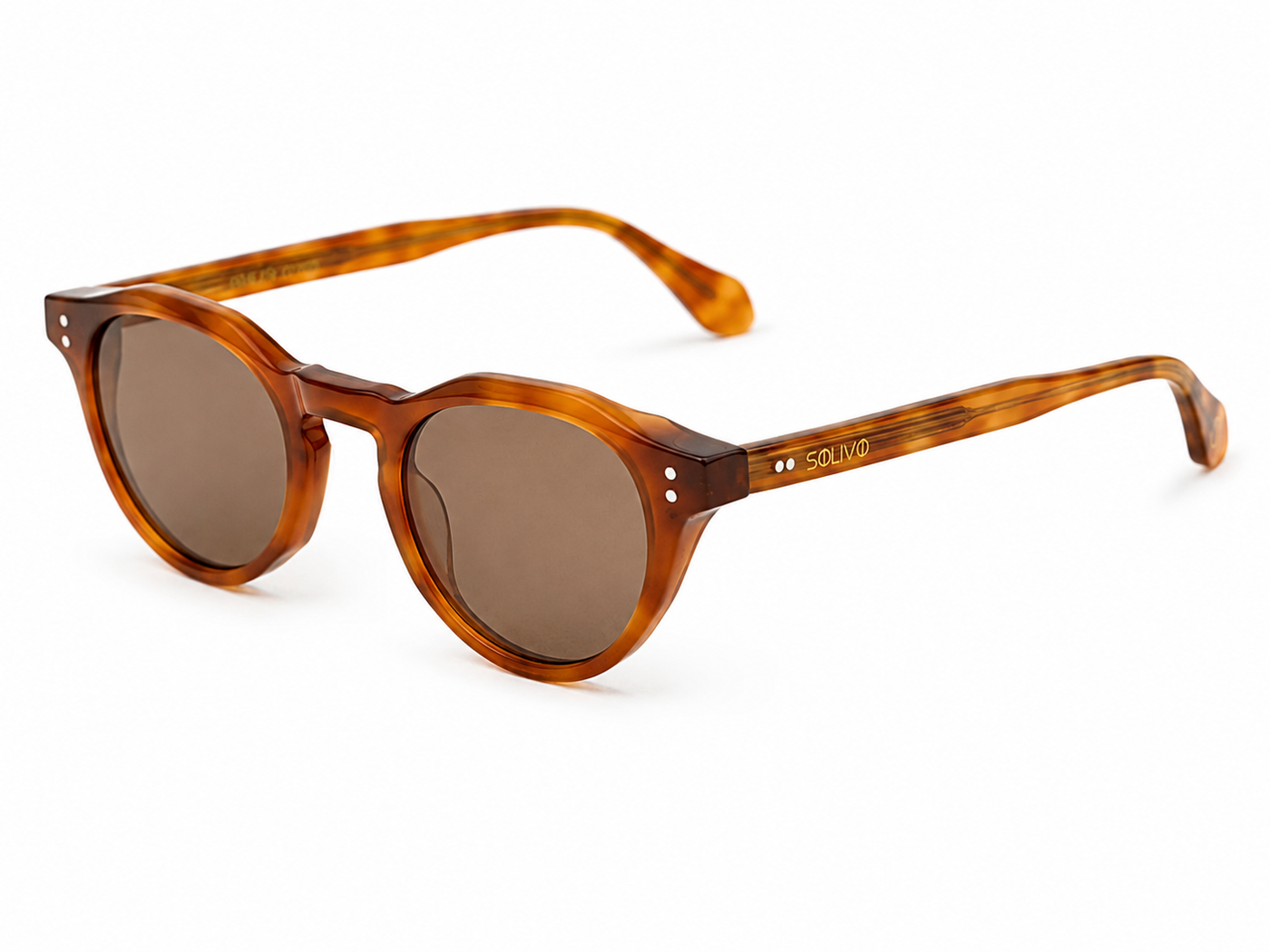 Vista frontal de los lentes de sol AKA Naranja Beige de Solivo — montura con filtro UV400