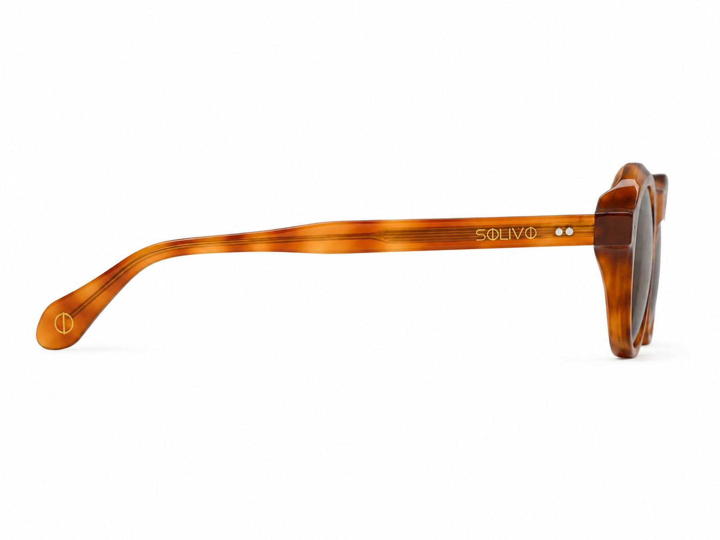 Vista lateral de los lentes de sol AKA Naranja Beige de Solivo — varillas con protección UV400