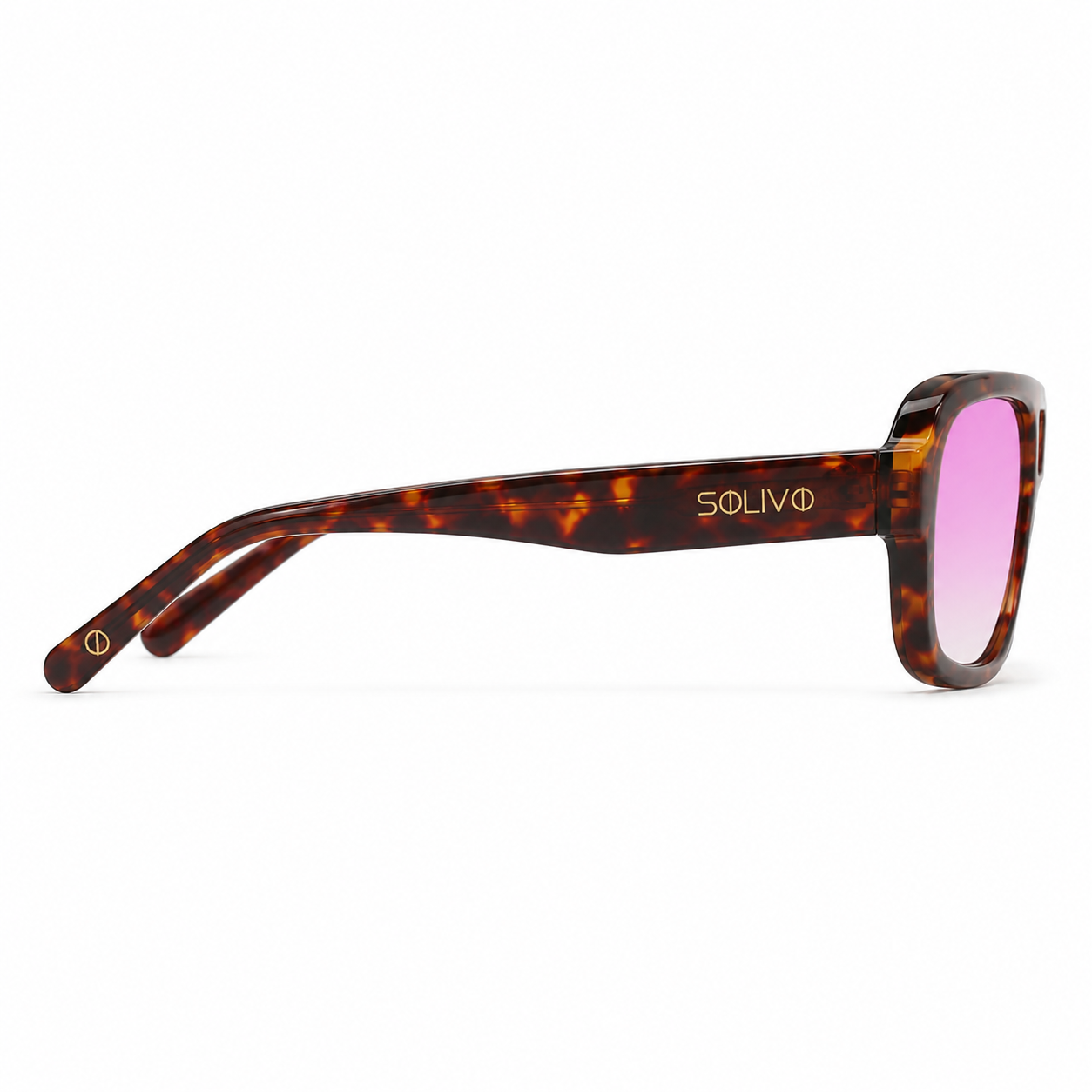 Vista lateral de los lentes de sol CY Carey Lila de Solivo — varillas con protección UV400