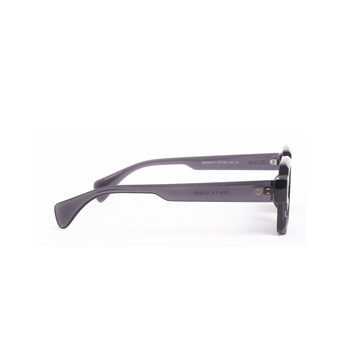 Lentes de sol Elle de Solivo, perspectiva lateral resaltando su construcción de alta calidad y diseño contemporáneo, opción ideal para días soleados.