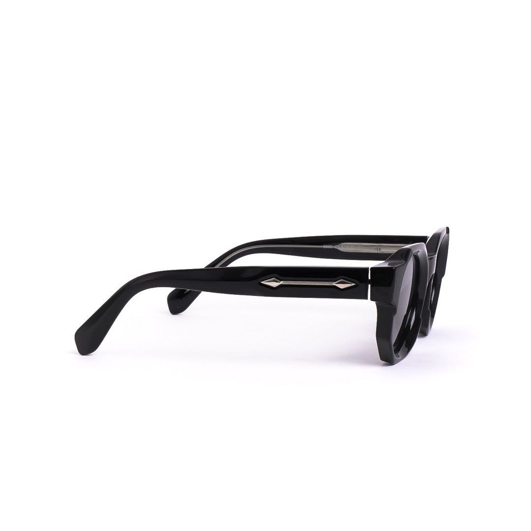 Vista trasera de los lentes de sol LON de Solivo en negro, resaltando su diseño estilizado y moderno, perfectos para proteger tus ojos.