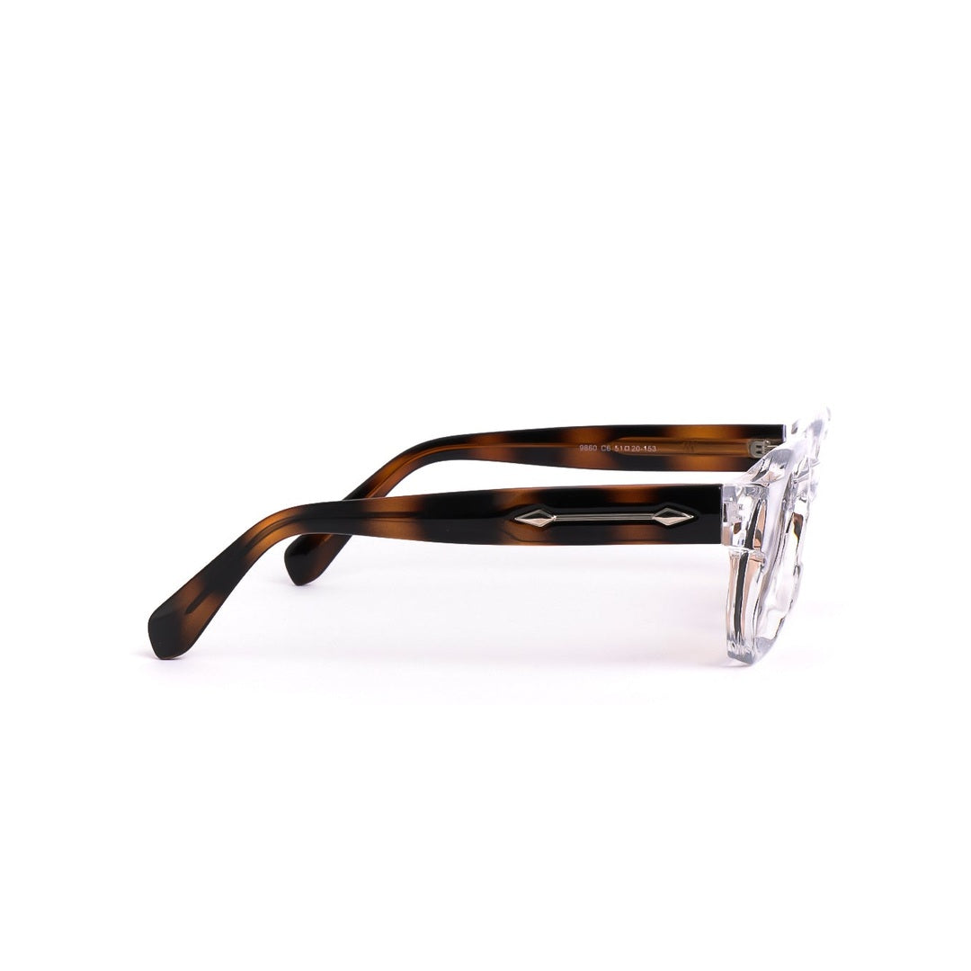 Lateral de las gafas de sol LON Cristal Carey de Solivo, mostrando su sofisticado diseño en acetato y detalles llamativos, perfectas para complementar cualquier outfit.