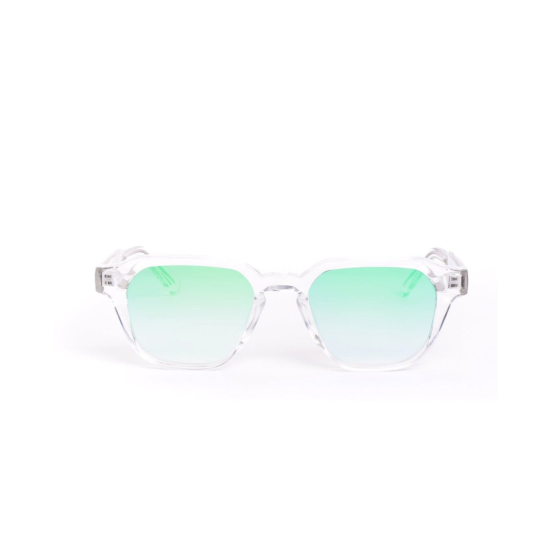 Vista frontal de las gafas de sol JAE de Solivo, con lentes de color degradado, perfectas para un look contemporáneo.