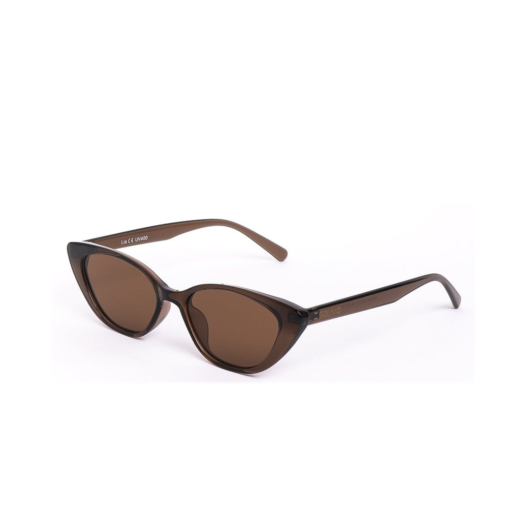 Vista lateral de los lentes de sol LIA de Solivo, con montura moderna y protección UV400, perfectos para actividades al aire libre.