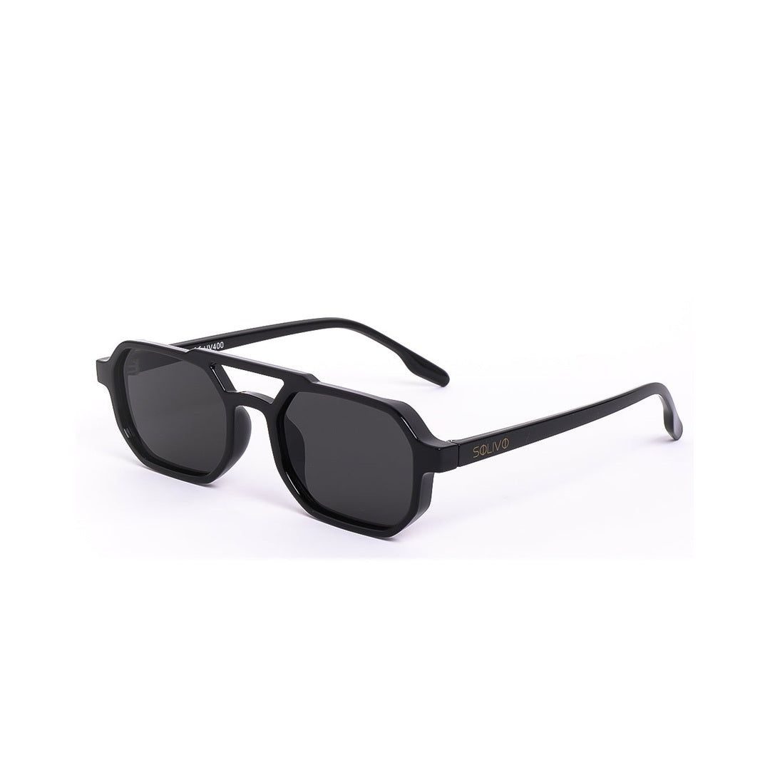 Lentes de sol LIV de Solivo, vista lateral mostrando diseño elegante y contemporáneo, perfectos para quienes buscan destacar con estilo.