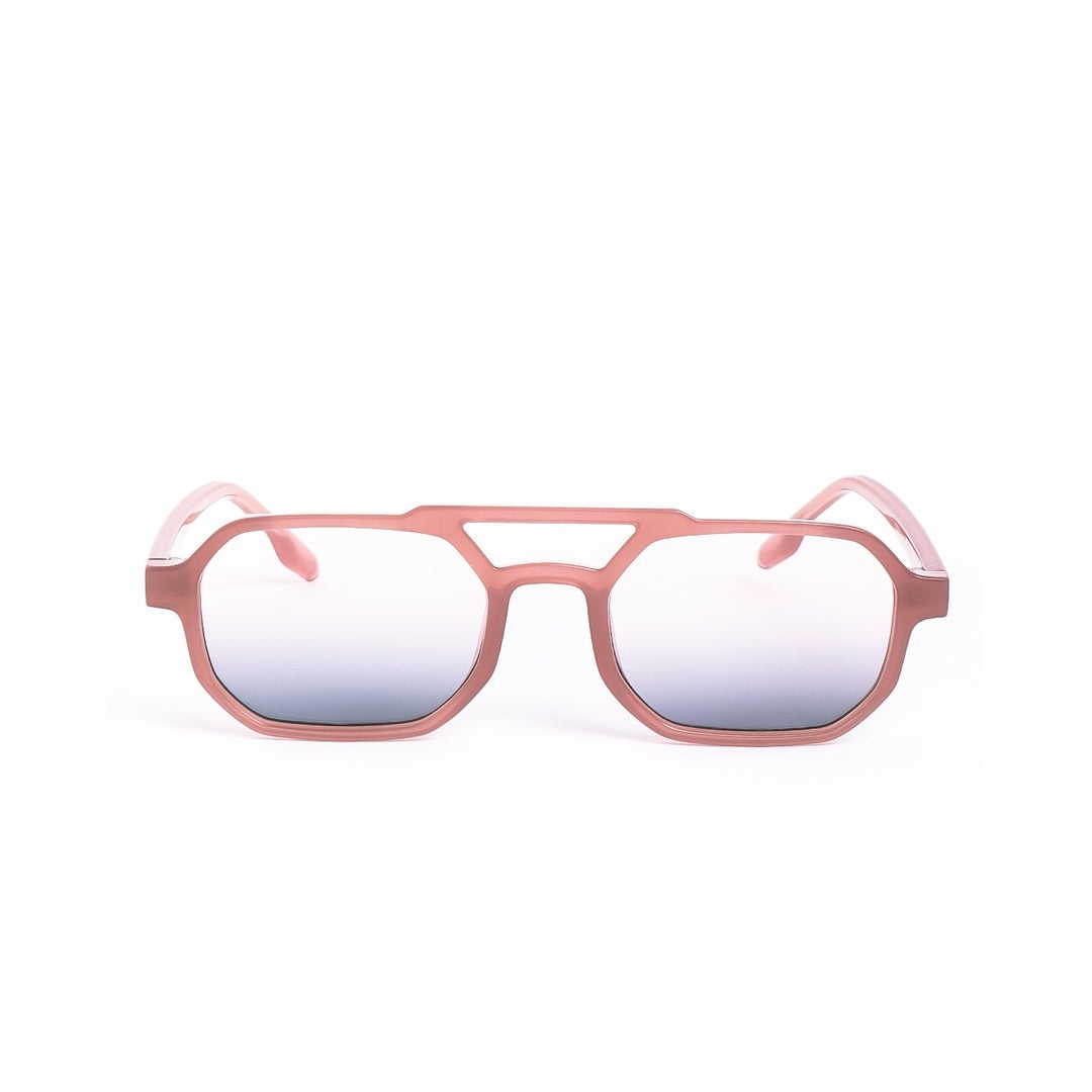 Gafas de sol LIV de Solivo con diseño moderno y elegante, lente gris degradado en forma hexagonal.