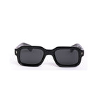 Lentes de sol LOU de Solivo, diseño moderno y elegante en color negro, vista frontal con lentes polarizados que ofrecen protección UV400.