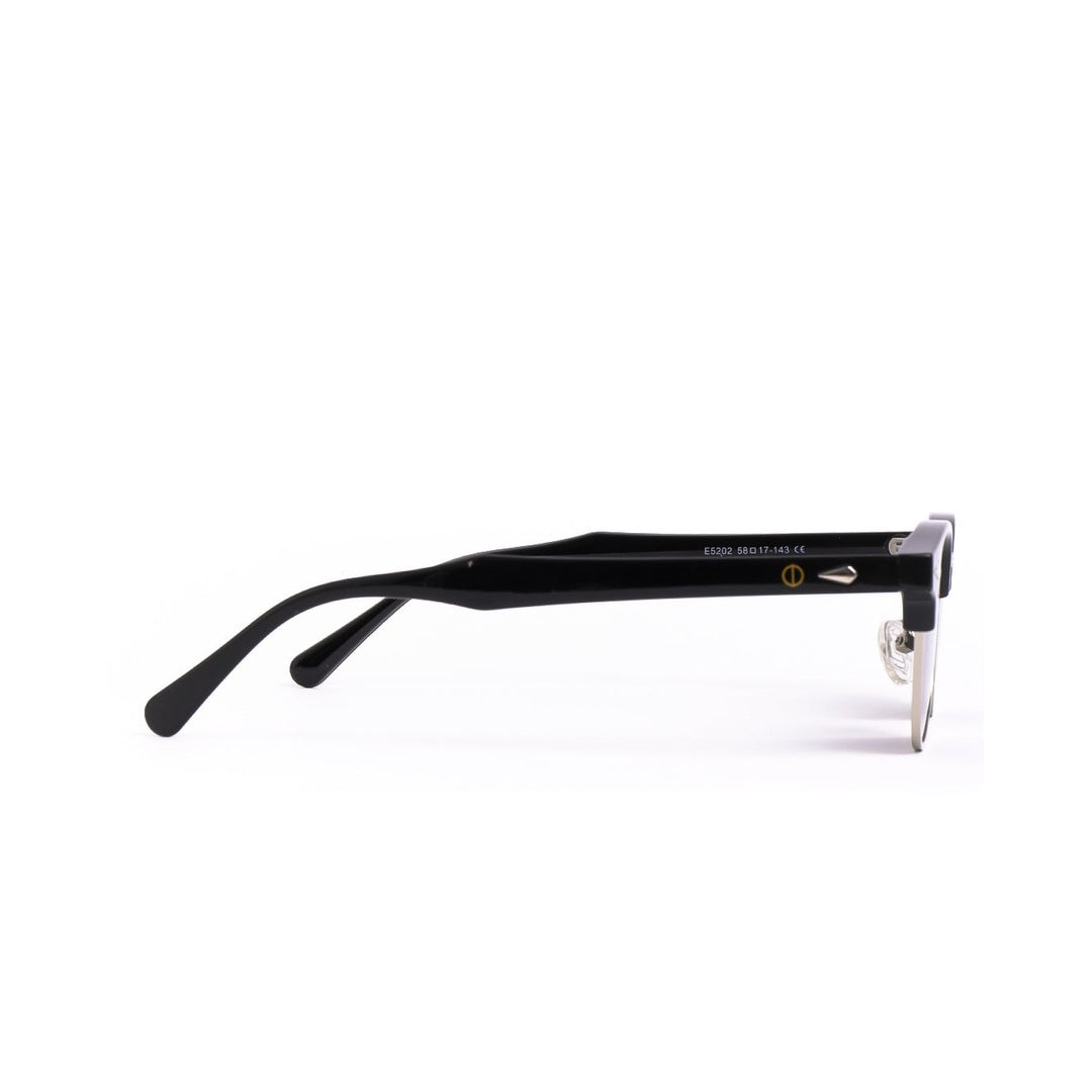 Vista lateral de los lentes de sol LUX Plateado Negro de Solivo Eyewear — diseño metálico, protección UV400