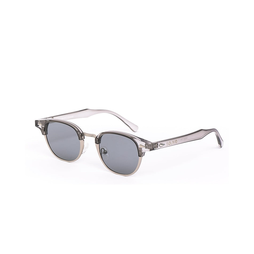 Vista lateral de los lentes de sol LUX Gris de Solivo — diseño moderno en tonos grises con filtro UV400
