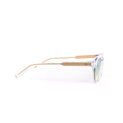Lentes de sol LUXA Cristal Verde de Solivo, con diseño moderno y elegante, mostrando la vista lateral y detalles en dorado, ideales para proteger tus ojos con estilo.