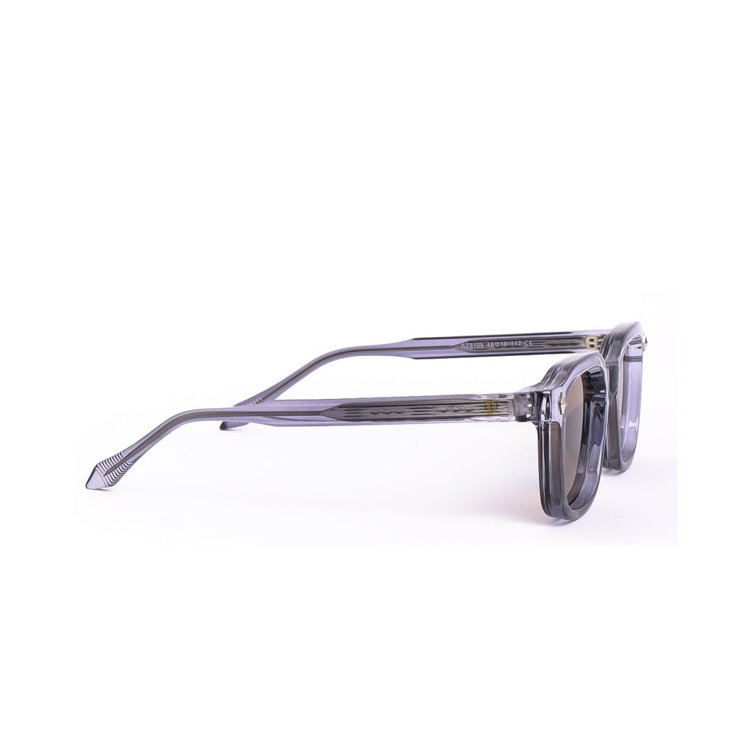 Vista lateral de los lentes de sol Noir Lila Café de Solivo — varillas estilizadas y protección UV400