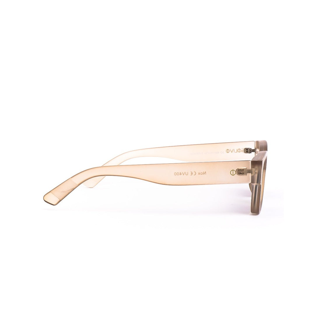 Vista lateral de las gafas de sol NOX - Beige Lila de Solivo, destacando su elegante estructura y lentes de alta calidad.