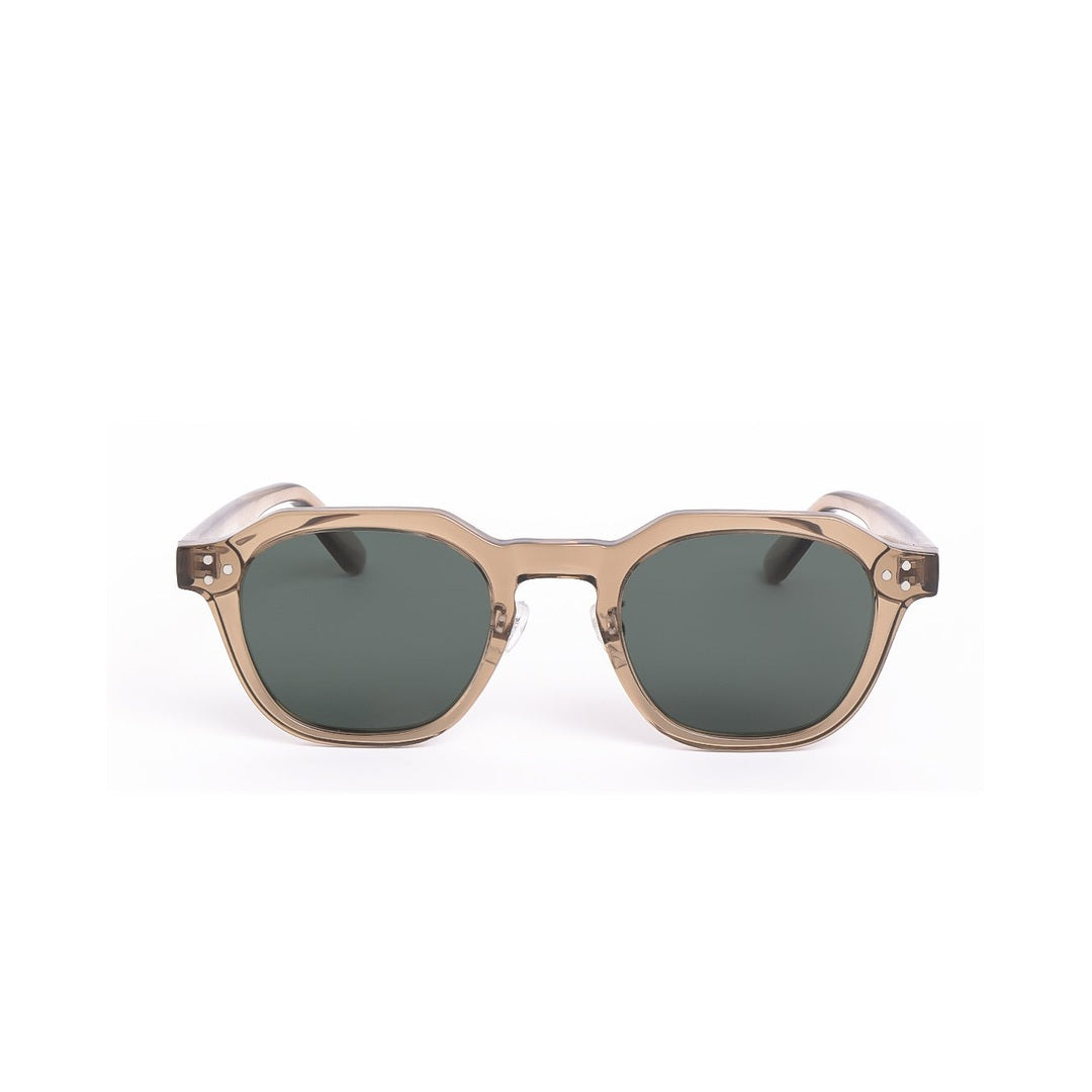 Lentes de sol PARI de Solivo en color gris transparente, con lentes oscuros, diseñados para ofrecer estilo y protección ocular.