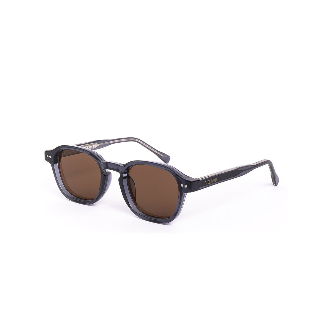 Vista de los lentes de sol REM Azul Café de Solivo — diseño sofisticado con filtro UV400