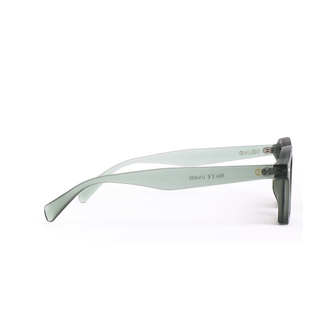 Lentes de sol RIO de Solivo, vista lateral resaltando el diseño sofisticado y la protección UV400, esencial para días soleados. Un accesorio imprescindible para el verano.
