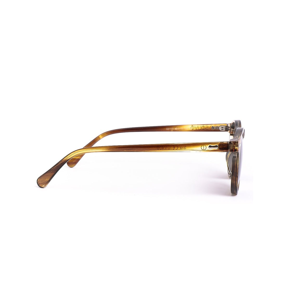 Lentes de sol SIA - Carey Negro de Solivo, detalle del marco lateral que combina funcionalidad y moda, garantizando protección UV.