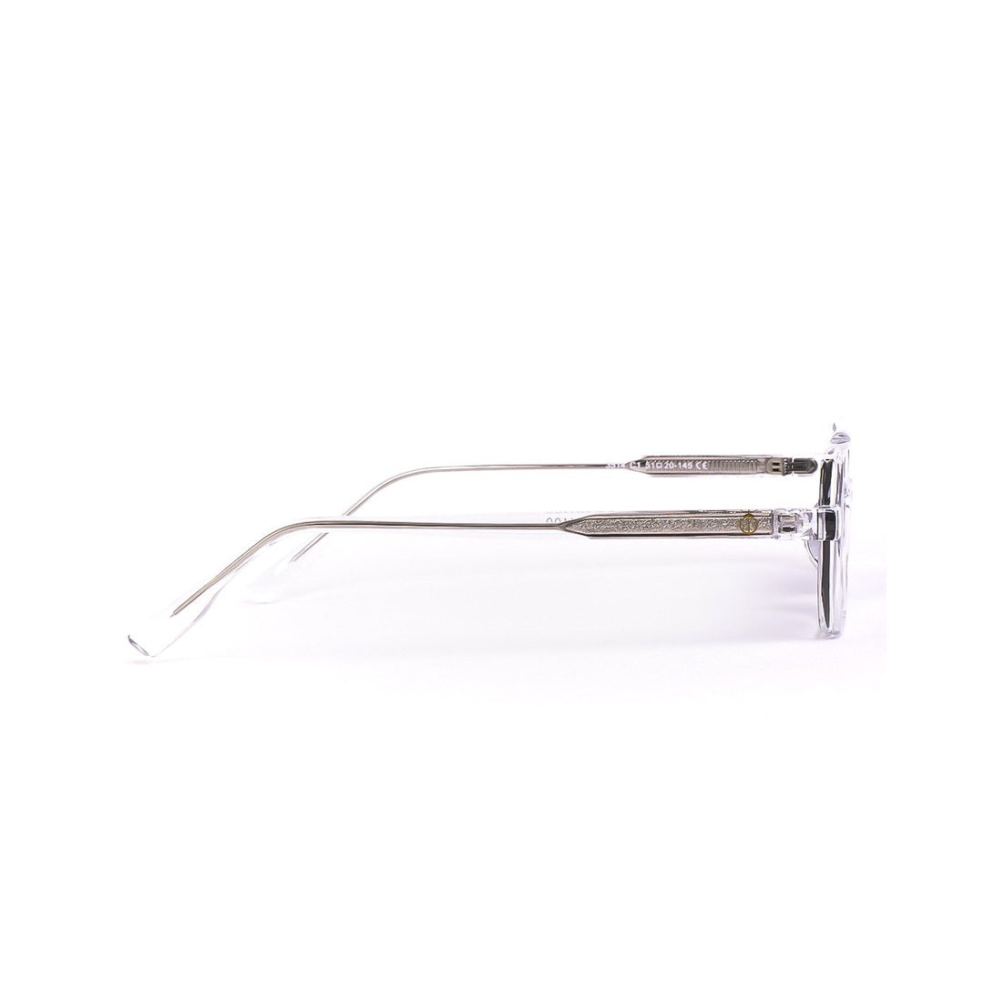 Vista de perfil de los lentes de sol SKY Cristal Gris de Solivo — acabado premium con protección UV400