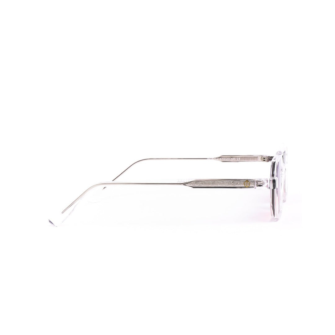 Detalle de los lentes de sol SKY Cristal Lila de Solivo — diseño estilizado con protección UV400