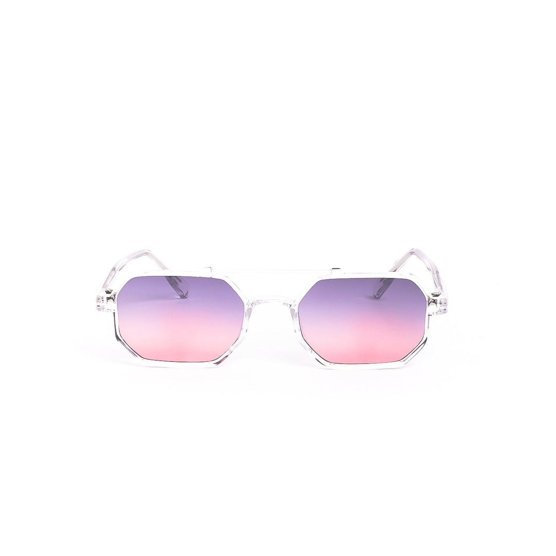 Lentes de sol SKY - Cristal Baby Pink de Solivo, diseño moderno con lentes degradados en tonos rosa y morado, vista frontal elegante.