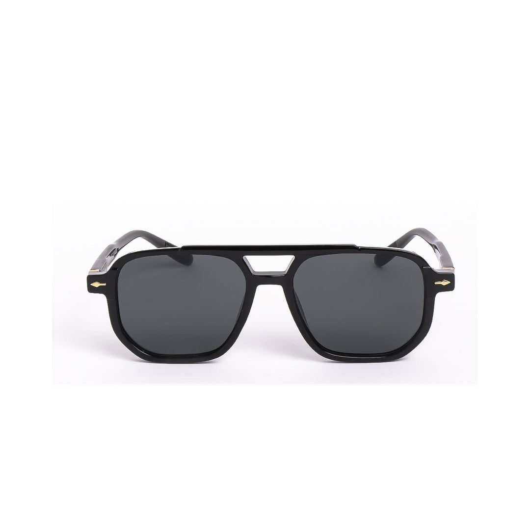 Lentes de sol SYND de Solivo, diseño elegante y moderno en color negro, vista frontal, ideales para proteger los ojos con estilo.