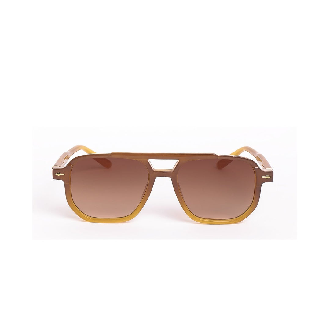 Lentes de sol SYND de Solivo, diseño elegante y moderno en tonos marrón con lentes oscuros, ideales para protección UV400 y estilo.