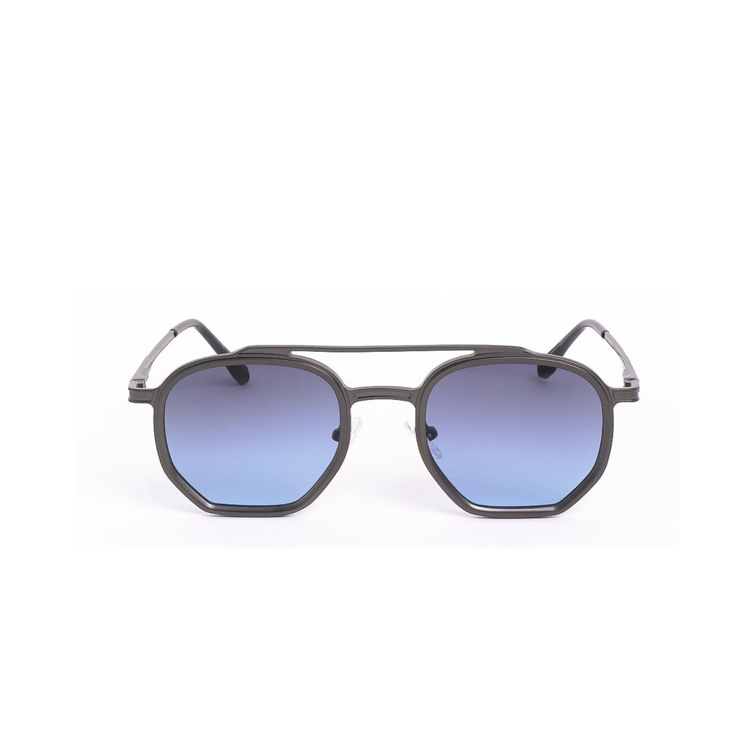 Gafas de sol Vee - Plateado Azul de Solivo, con diseño moderno y elegante, lentes redondos y detalle en azul. Perfectas para un estilo sofisticado.