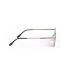 Vista lateral de los lentes de sol Vee - Plateado Gris de Solivo, destacando su diseño elegante y moderno con detalles en color negro.